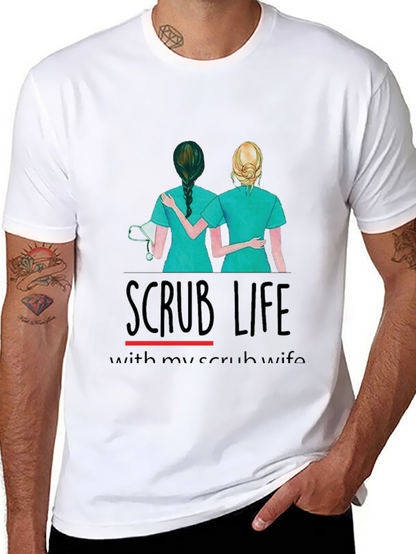 Camiseta Negra Scrub Life para Enfermeras
