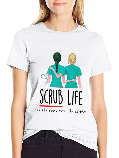 Camiseta Negra Scrub Life para Enfermeras