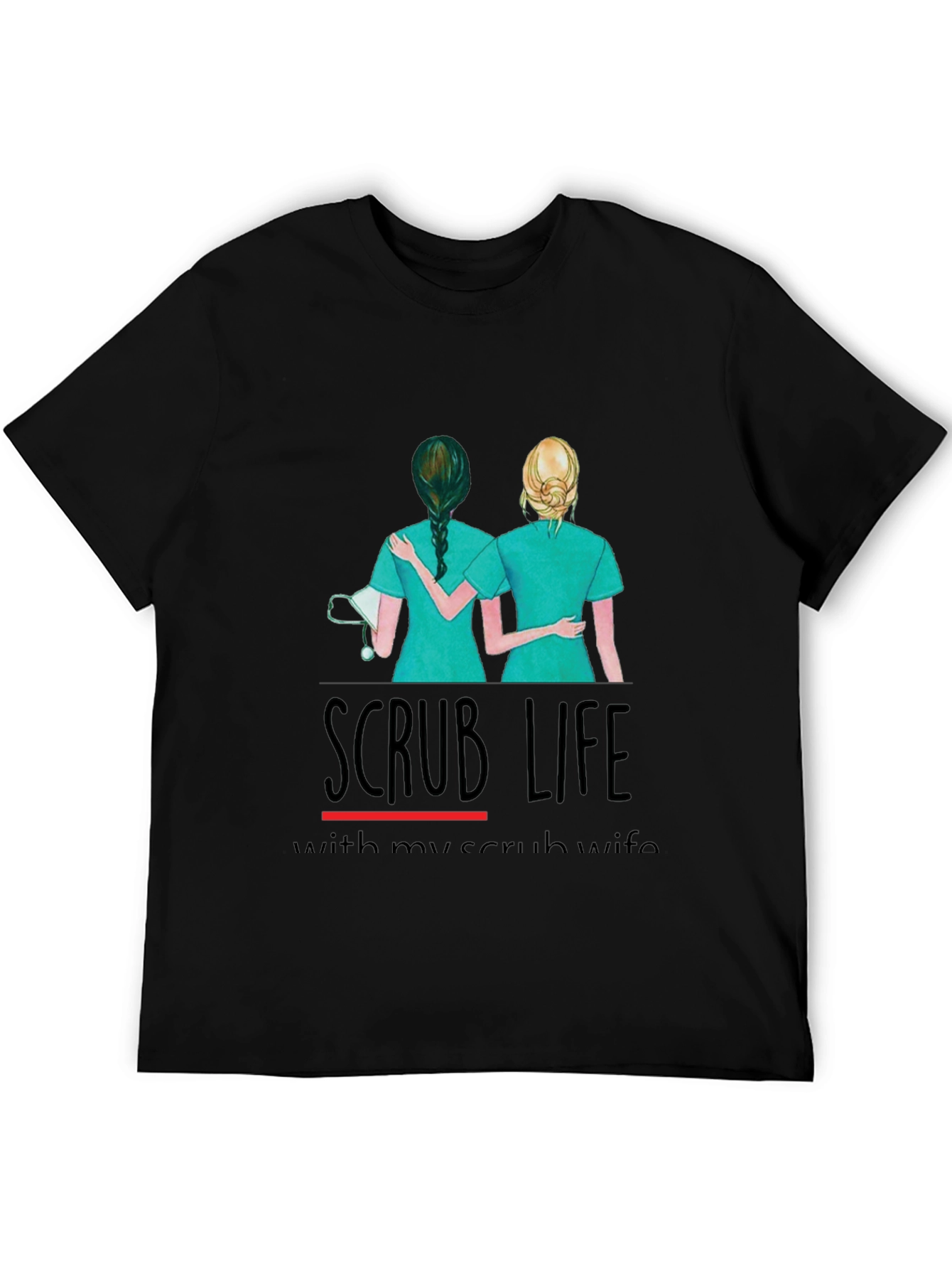 Camiseta Negra Scrub Life para Enfermeras
