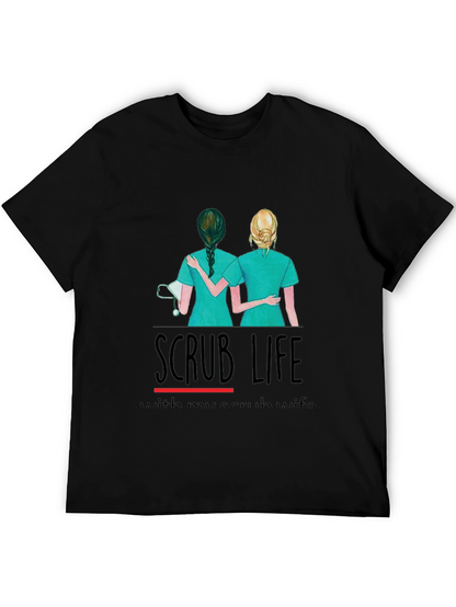 Camiseta Negra Scrub Life para Enfermeras