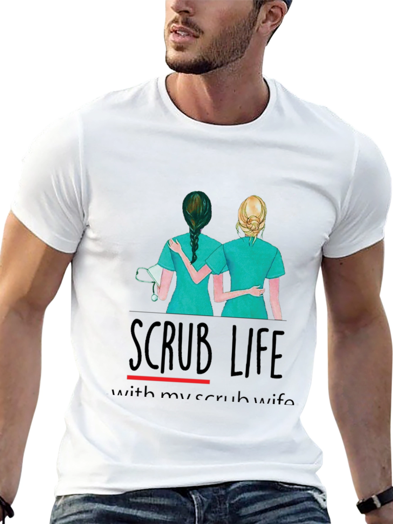 Camiseta Negra Scrub Life para Enfermeras