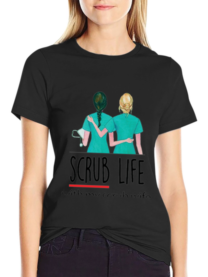 Camiseta Negra Scrub Life para Enfermeras