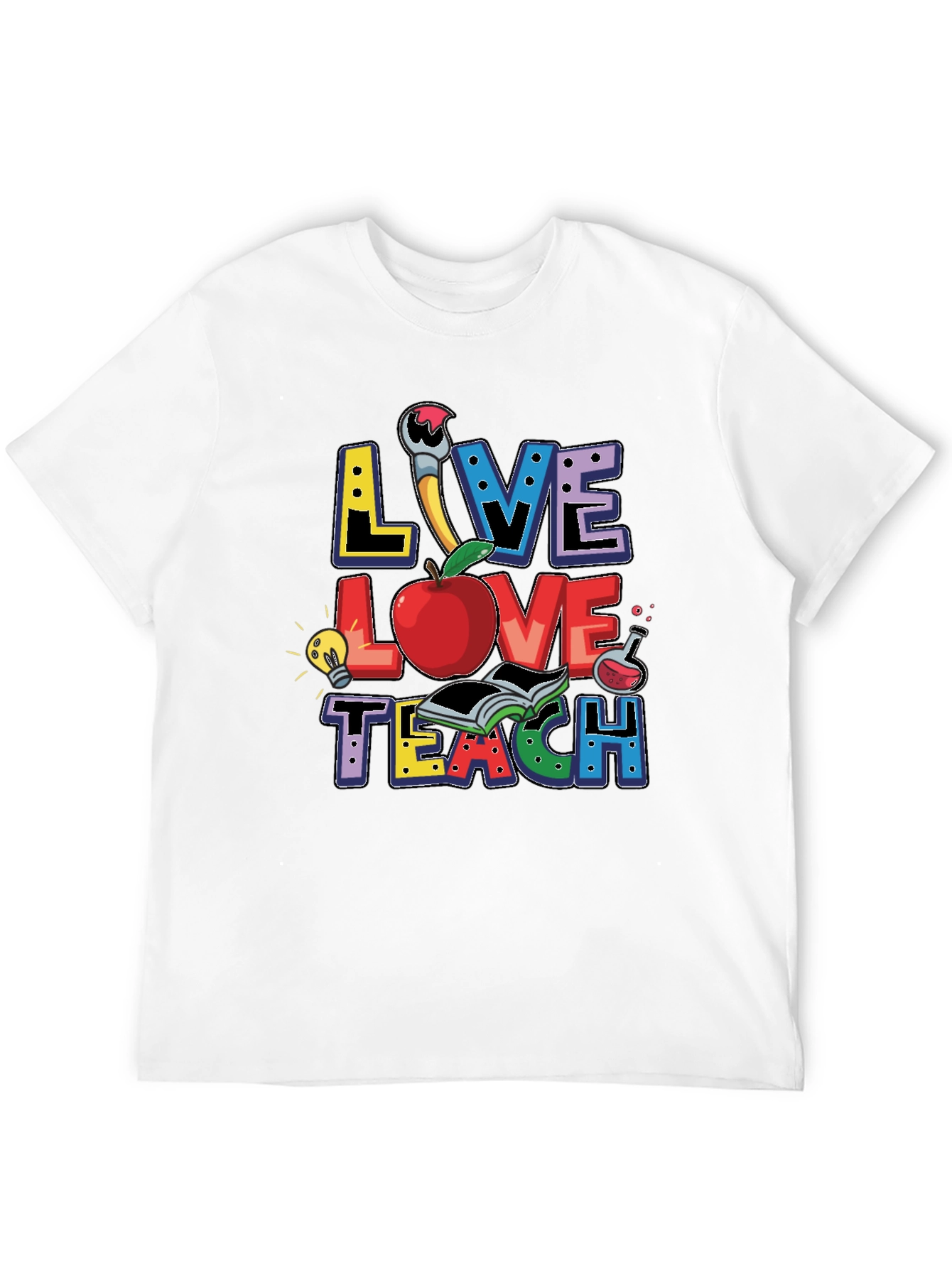 Camiseta Negra Live Love Teach para Profesores