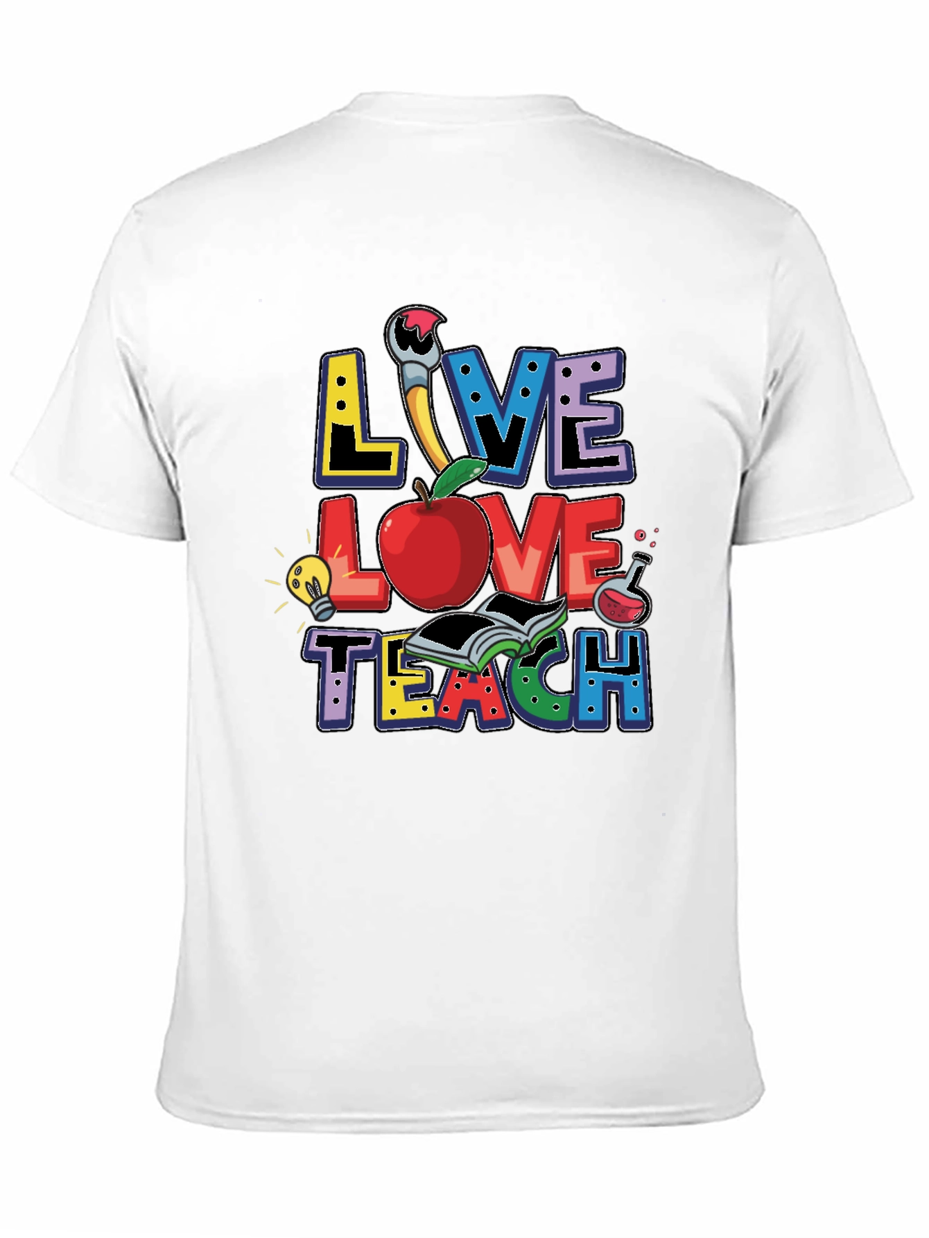 Camiseta Negra Live Love Teach para Profesores