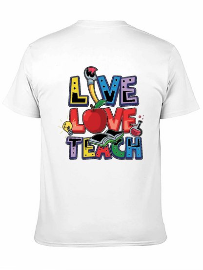 Camiseta Negra Live Love Teach para Profesores
