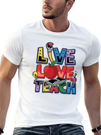 Camiseta Negra Live Love Teach para Profesores