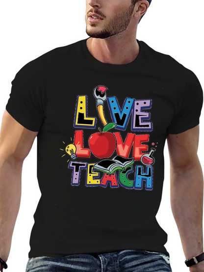 Camiseta Negra Live Love Teach para Profesores