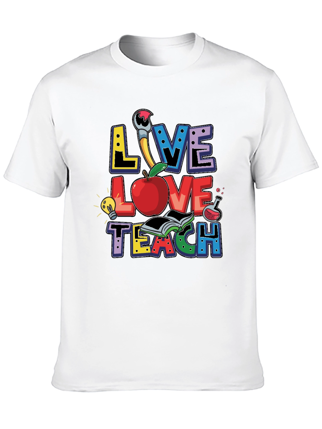 Camiseta Negra Live Love Teach para Profesores