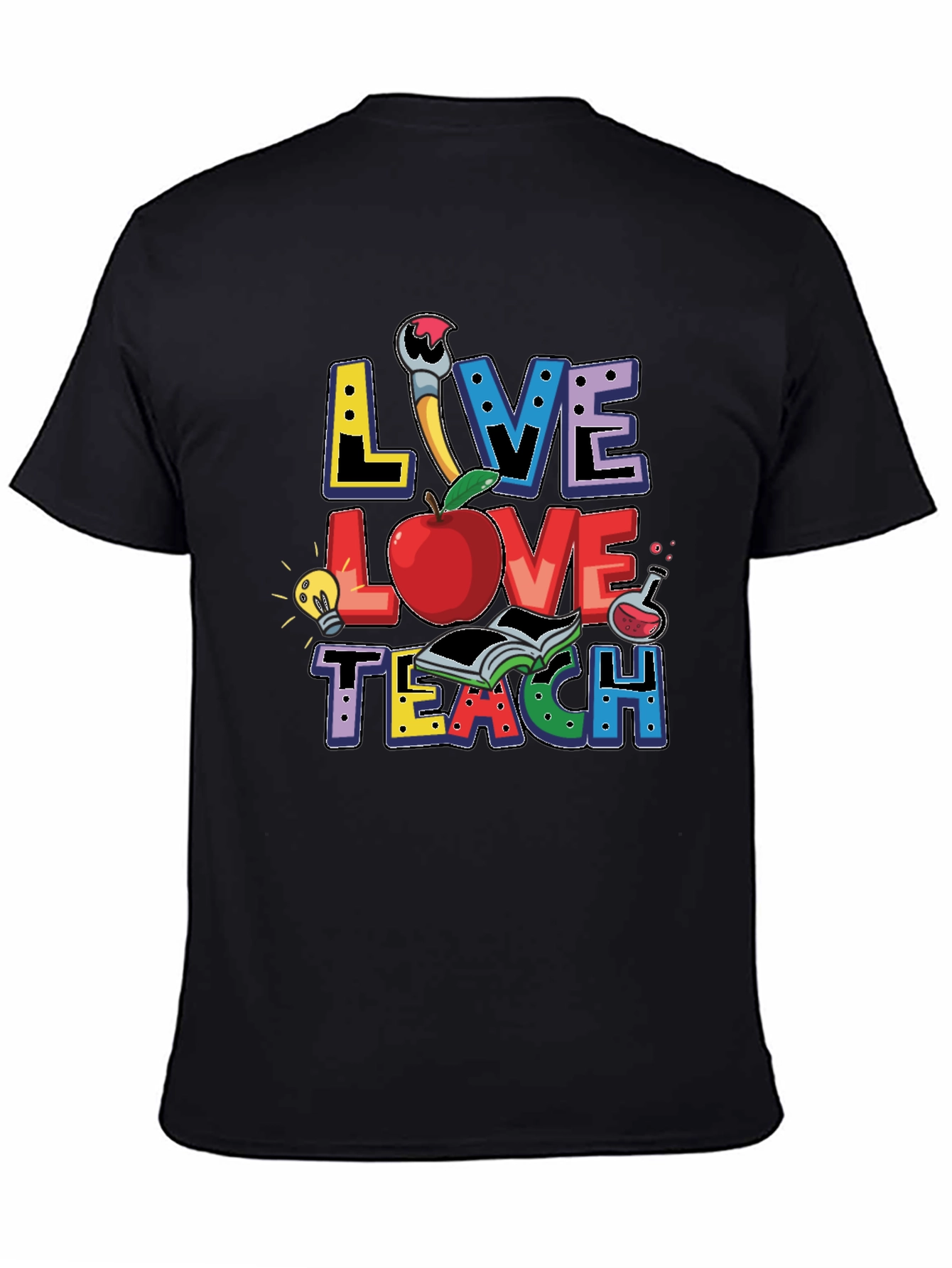 Camiseta Negra Live Love Teach para Profesores