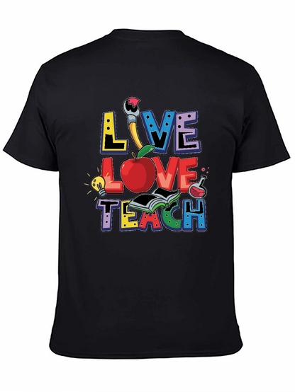Camiseta Negra Live Love Teach para Profesores