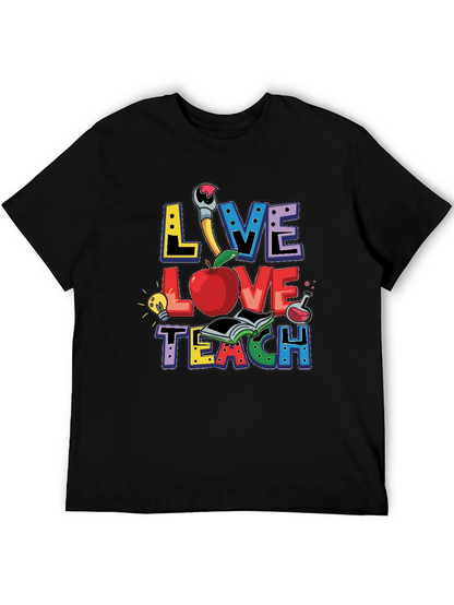 Camiseta Negra Live Love Teach para Profesores