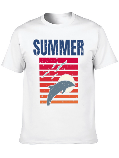 Camiseta Negra Verano Delfín Atardecer