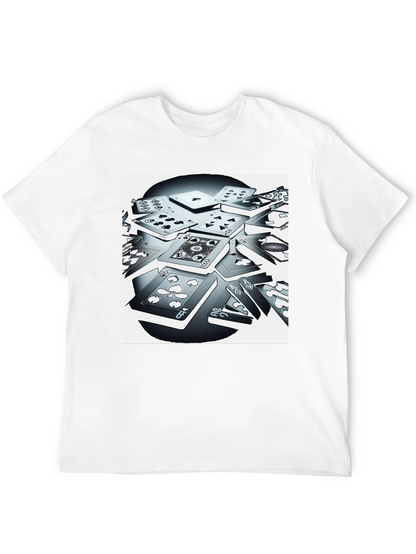 Camiseta Negra con Estampado de Cartas de Juego