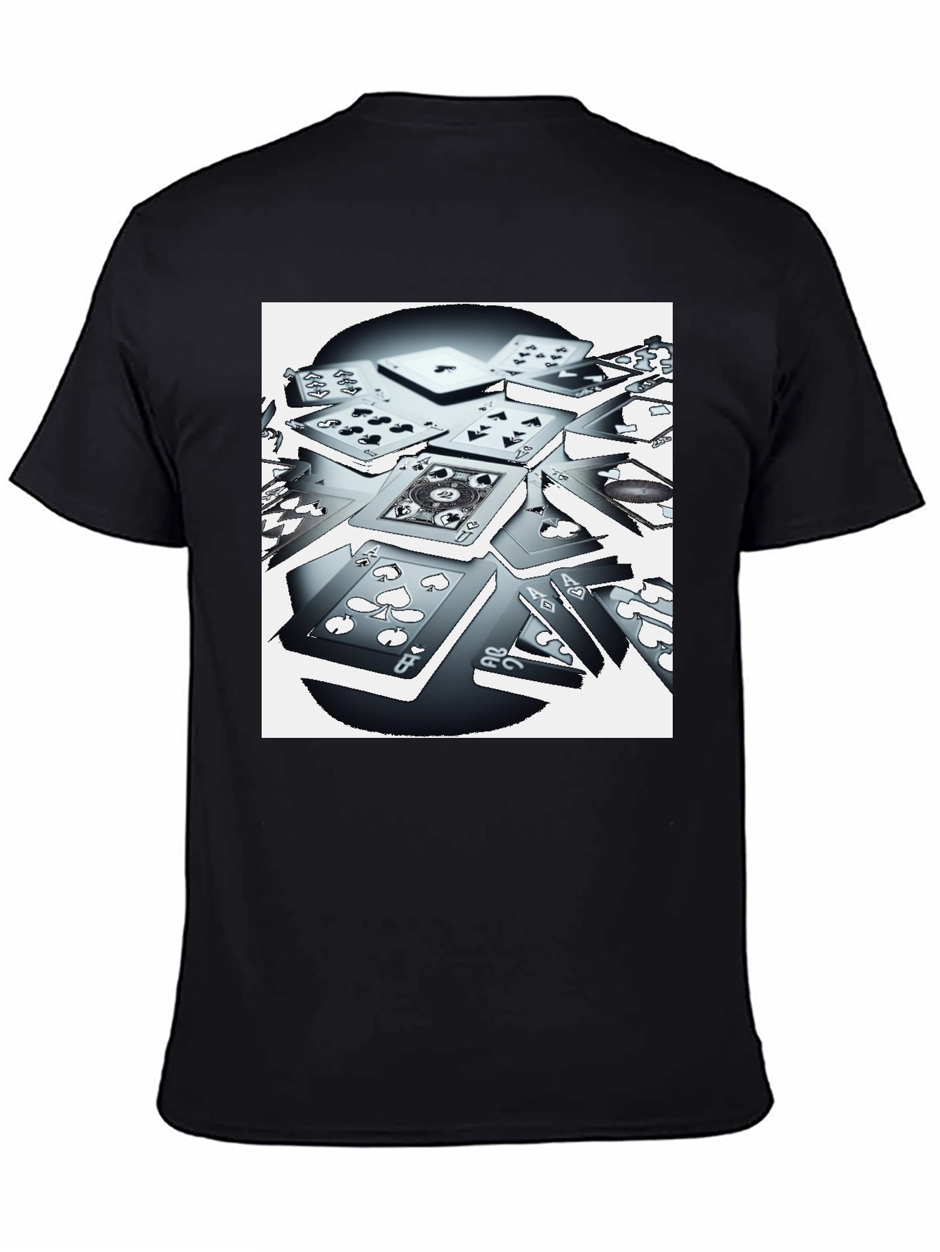 Camiseta Negra con Estampado de Cartas de Juego