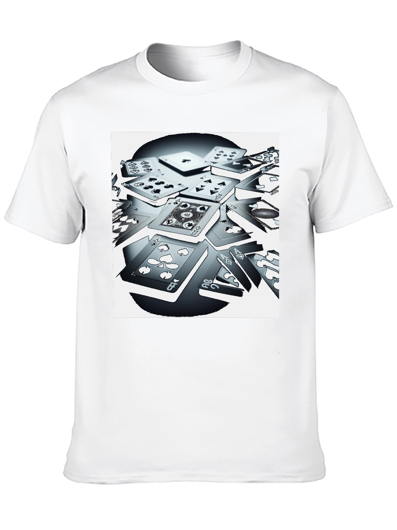 Camiseta Negra con Estampado de Cartas de Juego