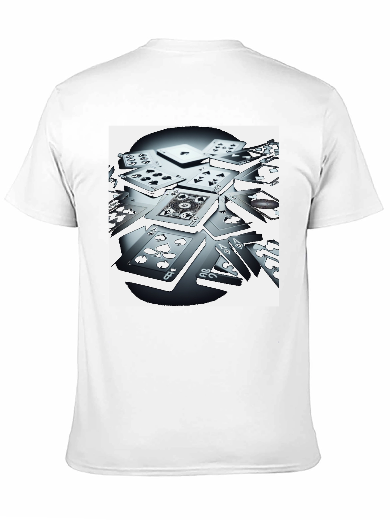 Camiseta Negra con Estampado de Cartas de Juego