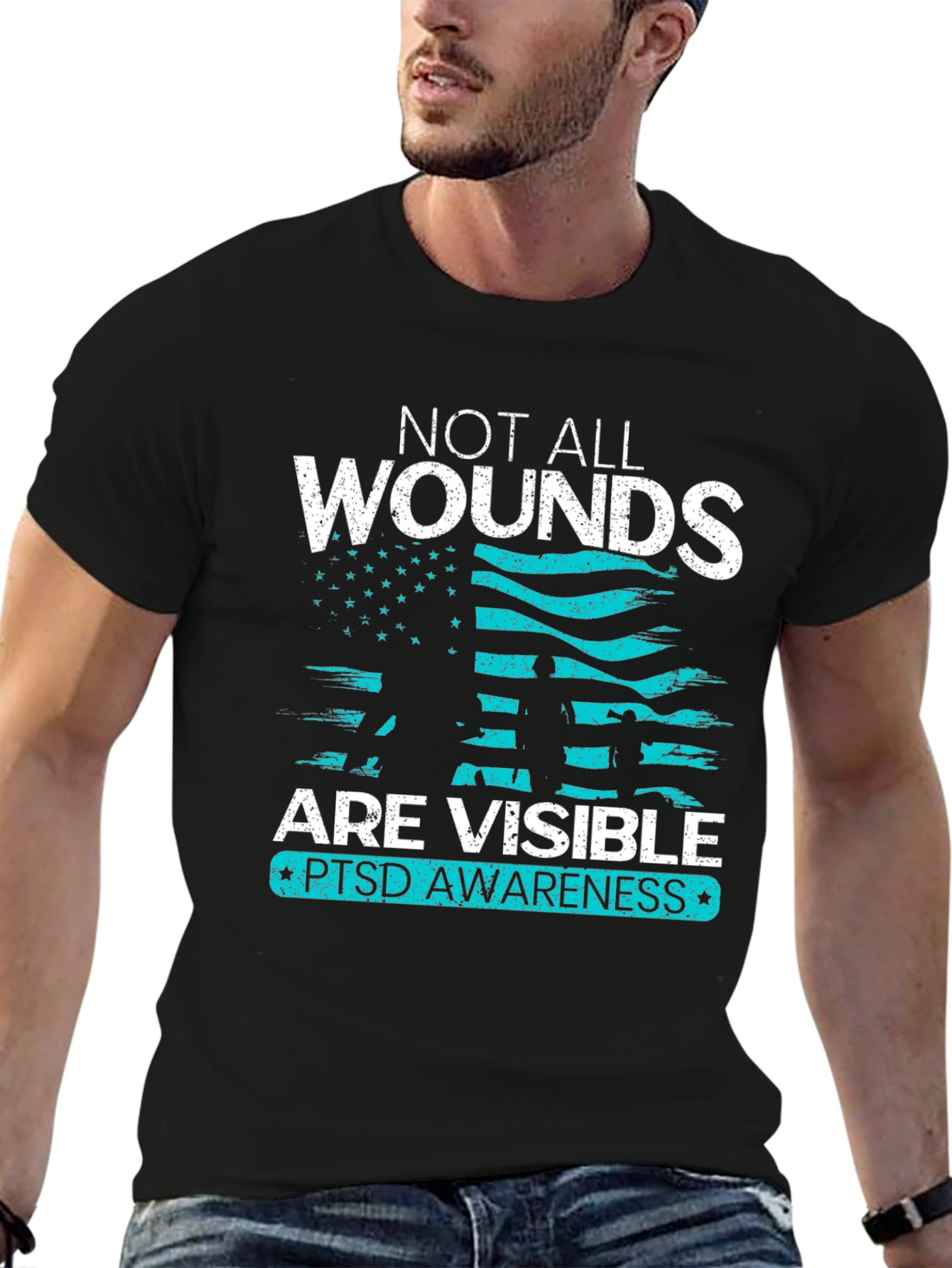 Camiseta PTSD Awareness No Todas las Heridas Son Visibles