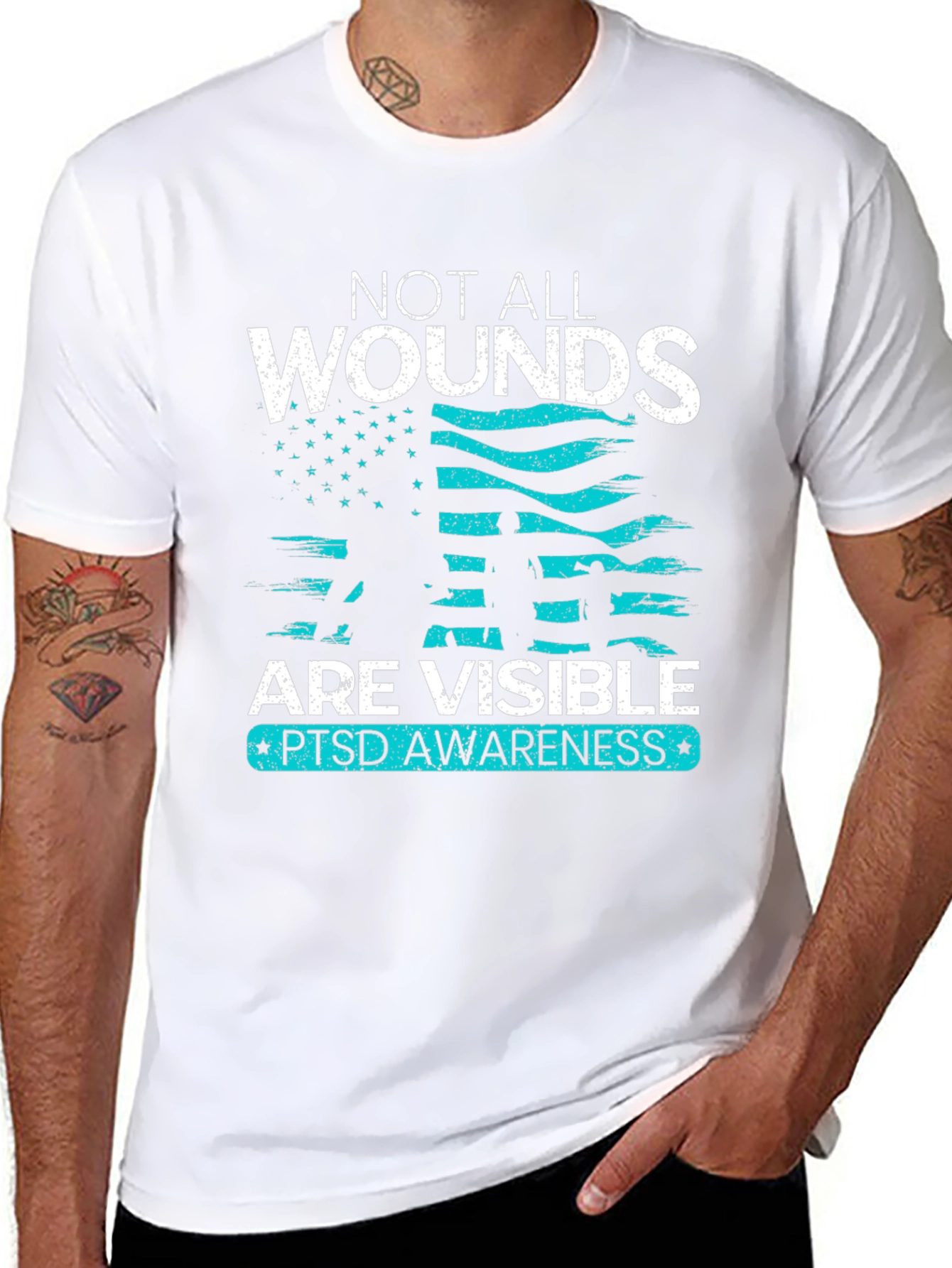 Camiseta PTSD Awareness No Todas las Heridas Son Visibles