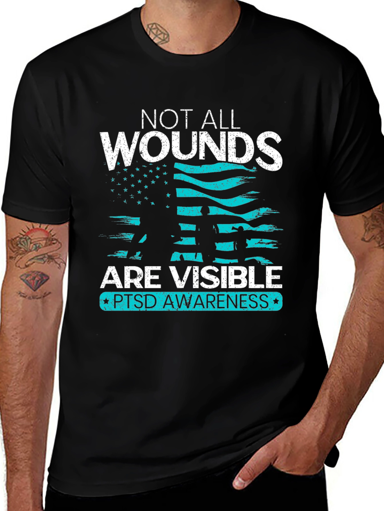 Camiseta PTSD Awareness No Todas las Heridas Son Visibles