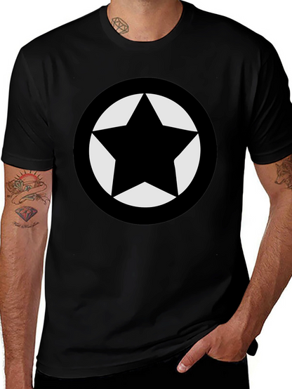 Camiseta Negra Estrella Círculo Diseño Casual