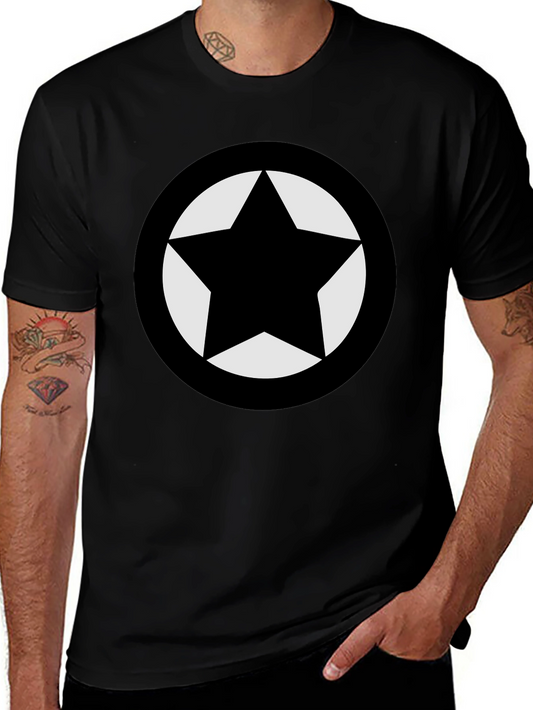 Camiseta Negra Estrella Círculo Diseño Casual