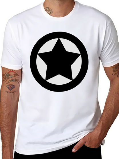 Camiseta Negra Estrella Círculo Diseño Casual