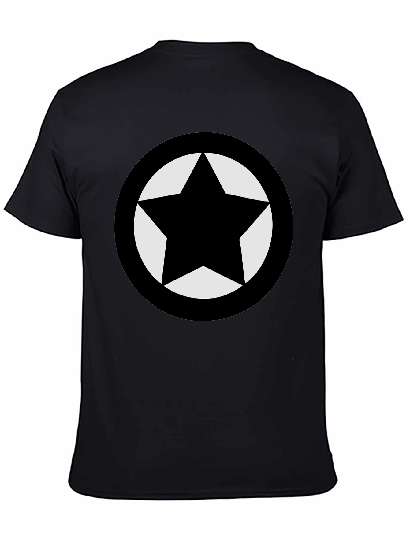 Camiseta Negra Estrella Círculo Diseño Casual