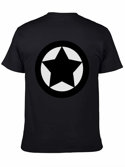 Camiseta Negra Estrella Círculo Diseño Casual