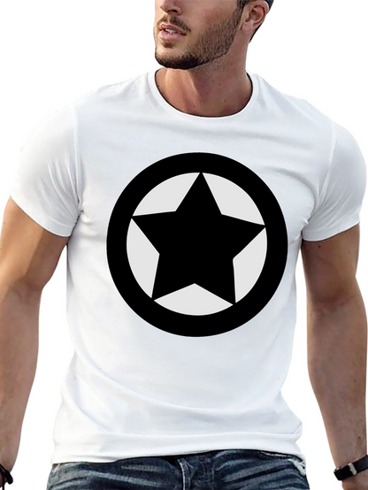 Camiseta Negra Estrella Círculo Diseño Casual