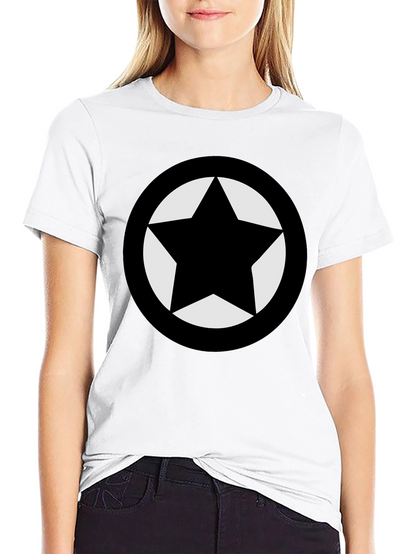 Camiseta Negra Estrella Círculo Diseño Casual