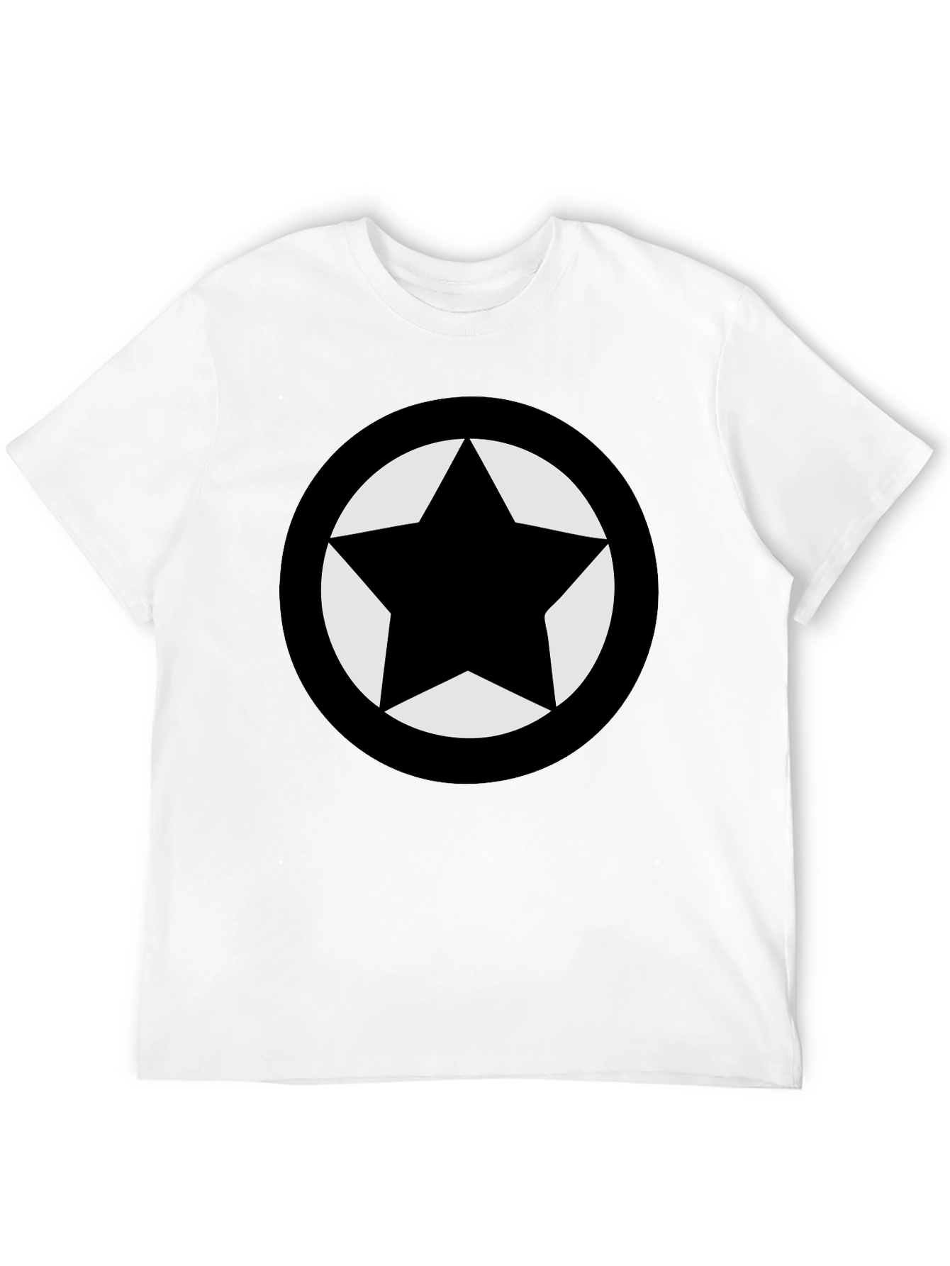 Camiseta Negra Estrella Círculo Diseño Casual