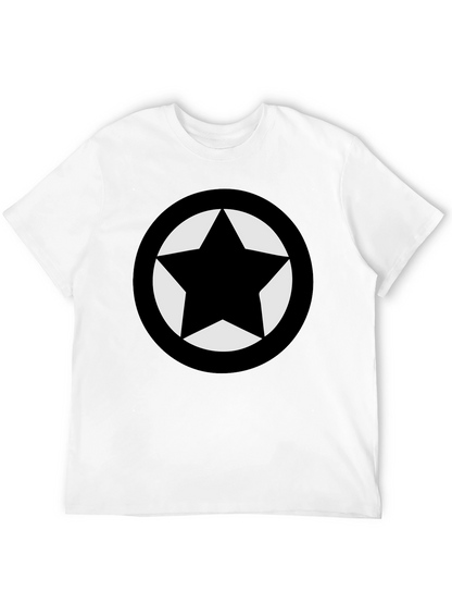 Camiseta Negra Estrella Círculo Diseño Casual
