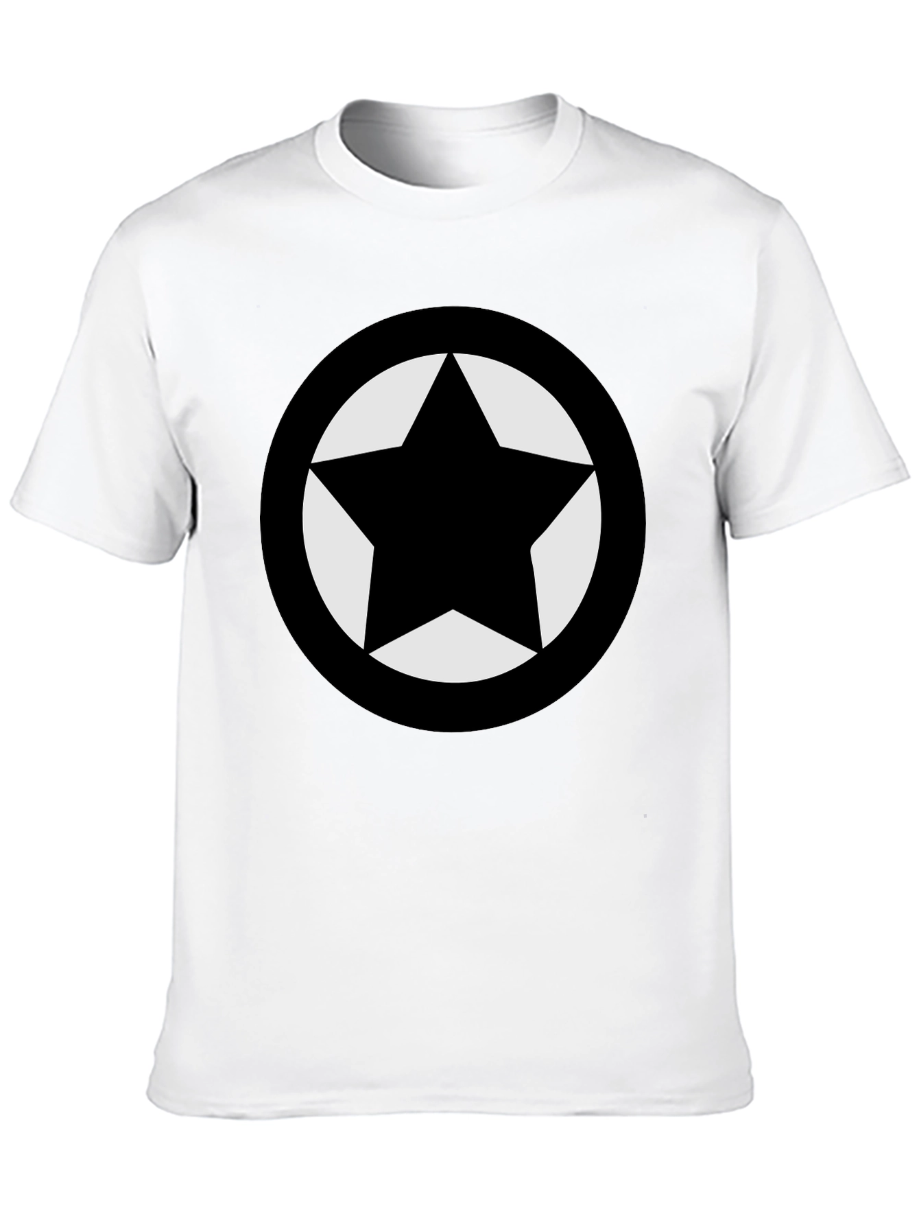 Camiseta Negra Estrella Círculo Diseño Casual