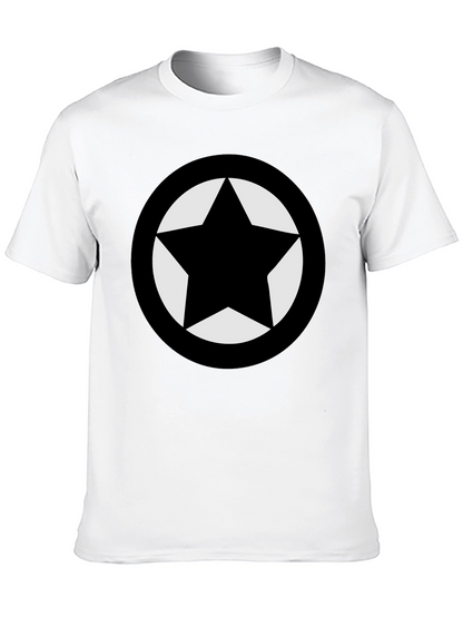 Camiseta Negra Estrella Círculo Diseño Casual