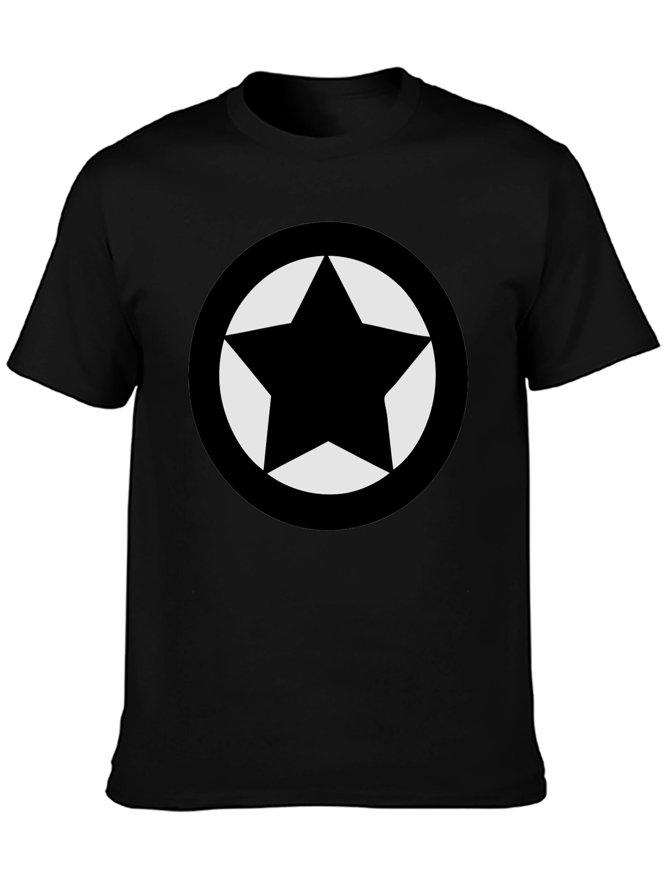 Camiseta Negra Estrella Círculo Diseño Casual