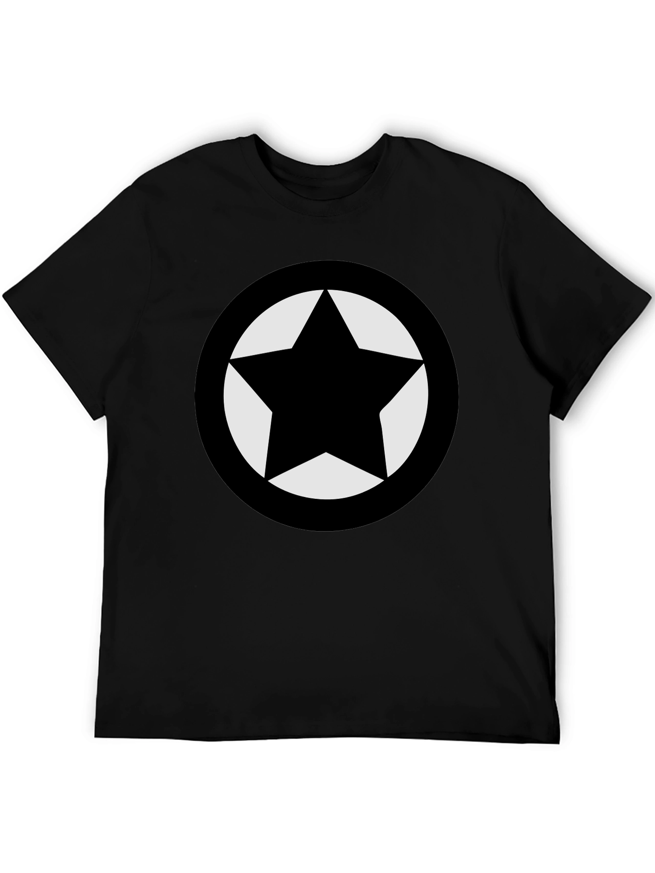 Camiseta Negra Estrella Círculo Diseño Casual