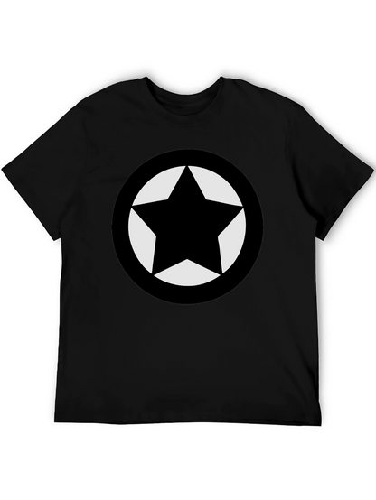 Camiseta Negra Estrella Círculo Diseño Casual