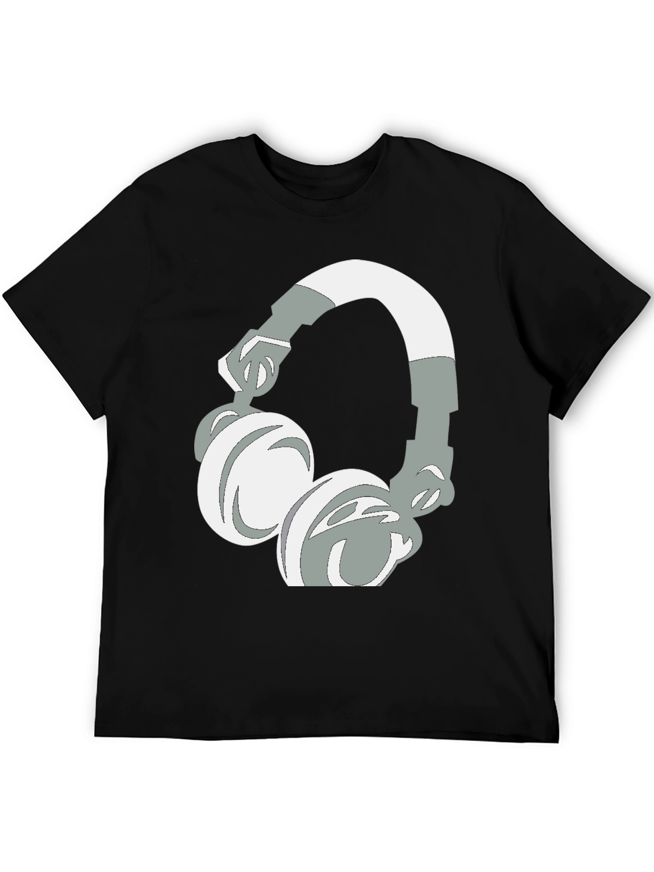 Camiseta Negra con Diseño de Audífonos Gráficos