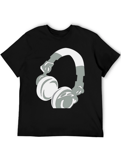 Camiseta Negra con Diseño de Audífonos Gráficos