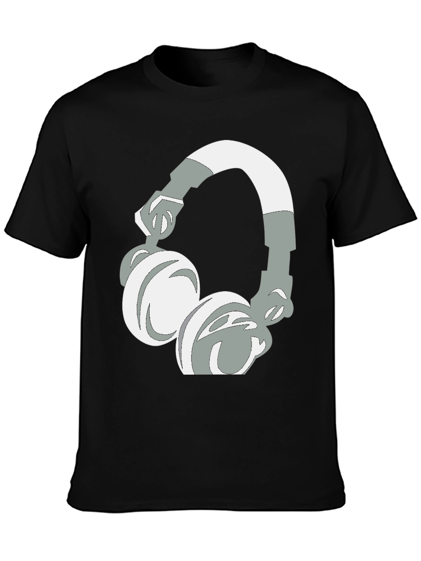 Camiseta Negra con Diseño de Audífonos Gráficos
