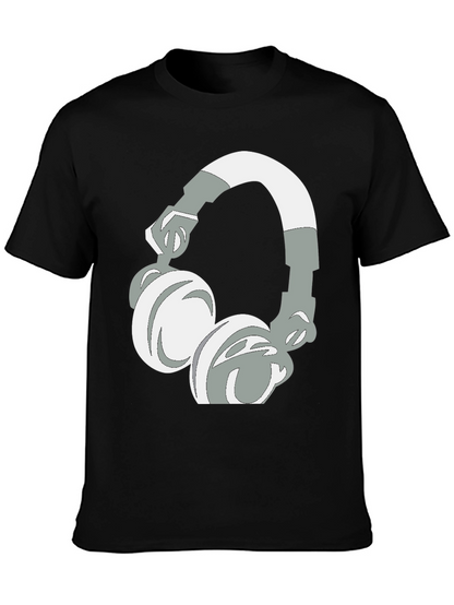 Camiseta Negra con Diseño de Audífonos Gráficos