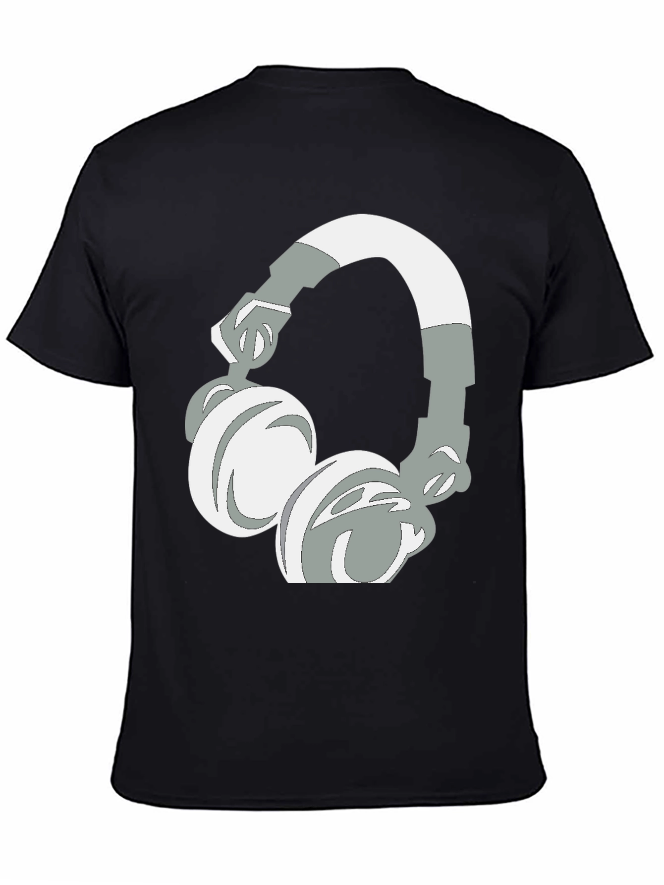 Camiseta Negra con Diseño de Audífonos Gráficos