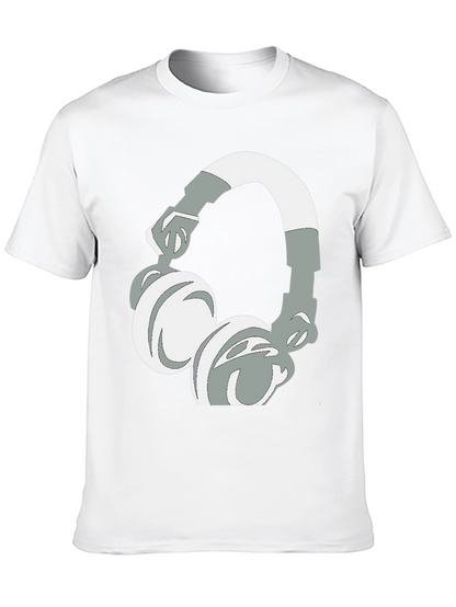 Camiseta Negra con Diseño de Audífonos Gráficos