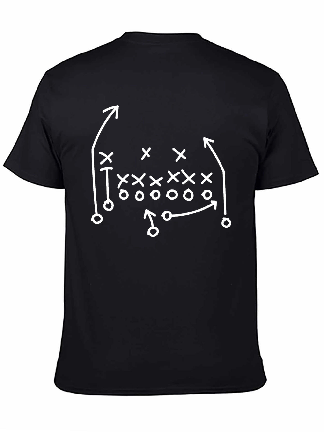 Camiseta Negra con Diseño de Estrategia de Fútbol Americano