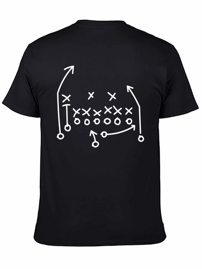 Camiseta Negra con Diseño de Estrategia de Fútbol Americano