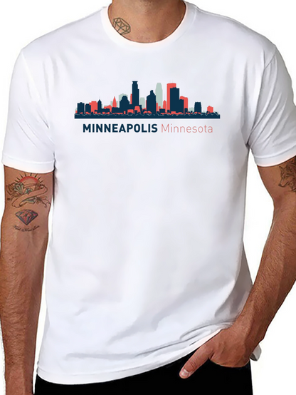 Camiseta Negra con Skyline de Minneapolis