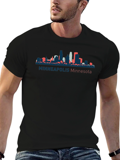 Camiseta Negra con Skyline de Minneapolis