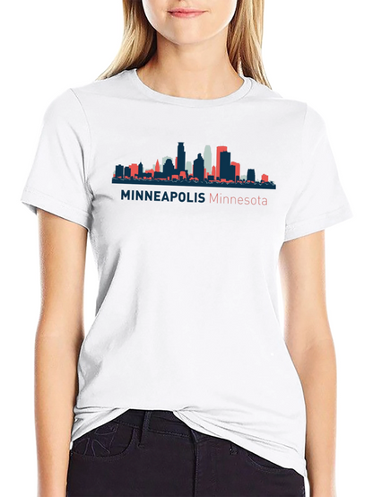 Camiseta Negra con Skyline de Minneapolis