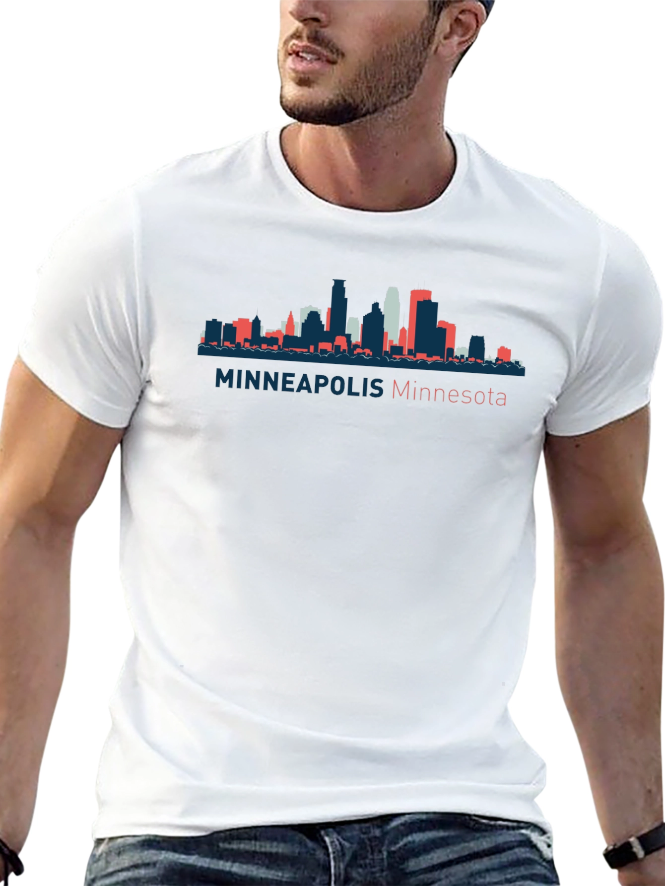 Camiseta Negra con Skyline de Minneapolis