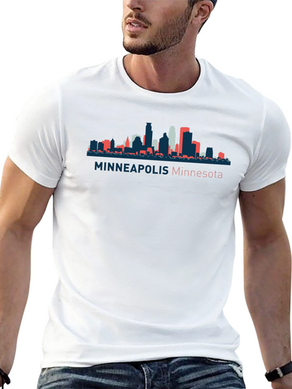 Camiseta Negra con Skyline de Minneapolis